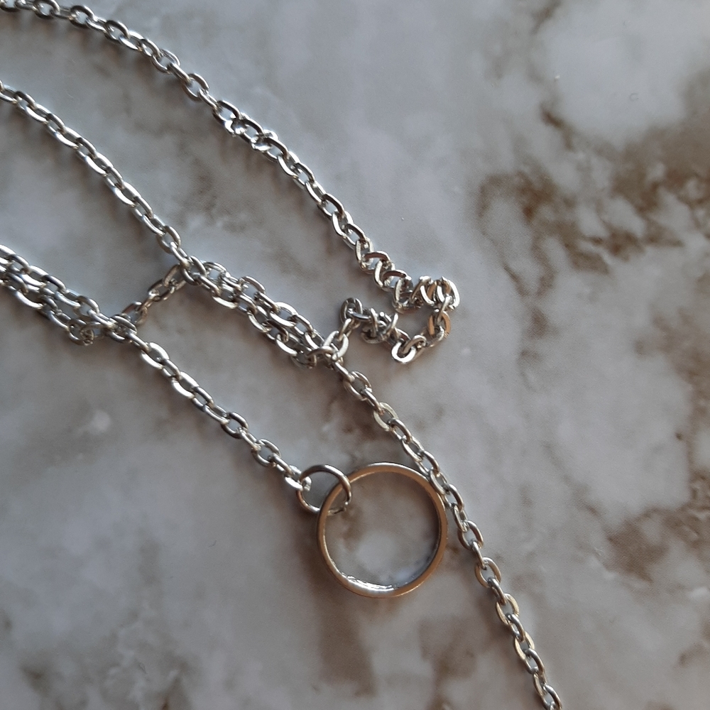 Gold or Silver Circle Pendant Necklace - Picture 7 of 7